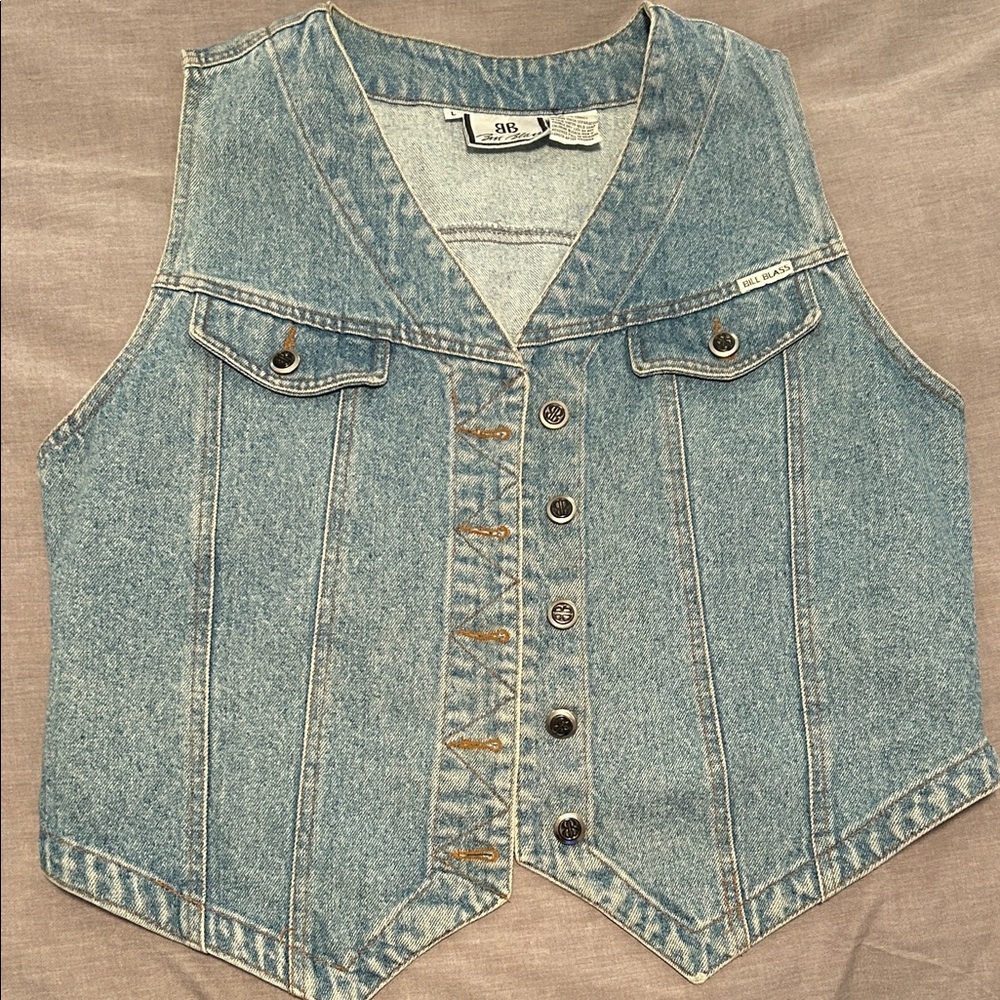 Bill Blass Light Blue Denim Vest